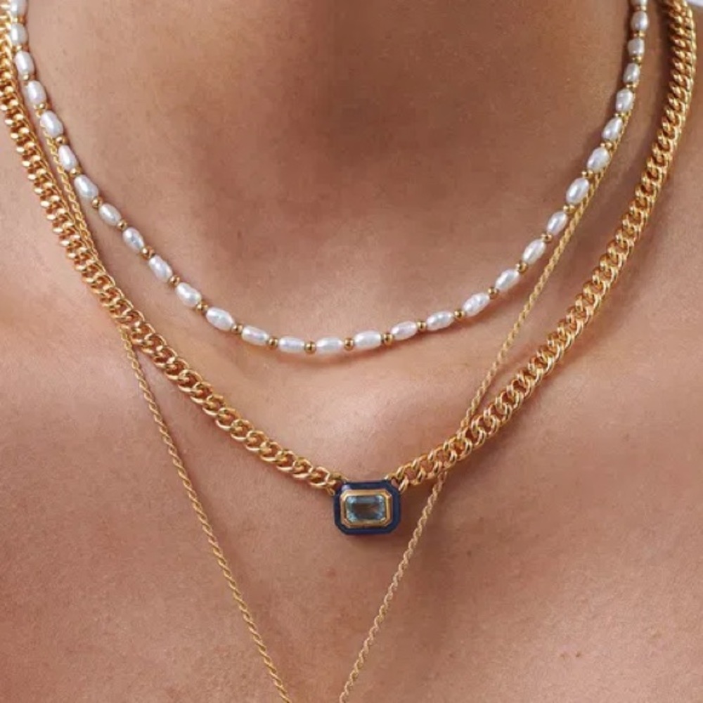 MISSOMA: BLUE STONE PENDANT CHAIN NECKLACE - Picture 2 of 6